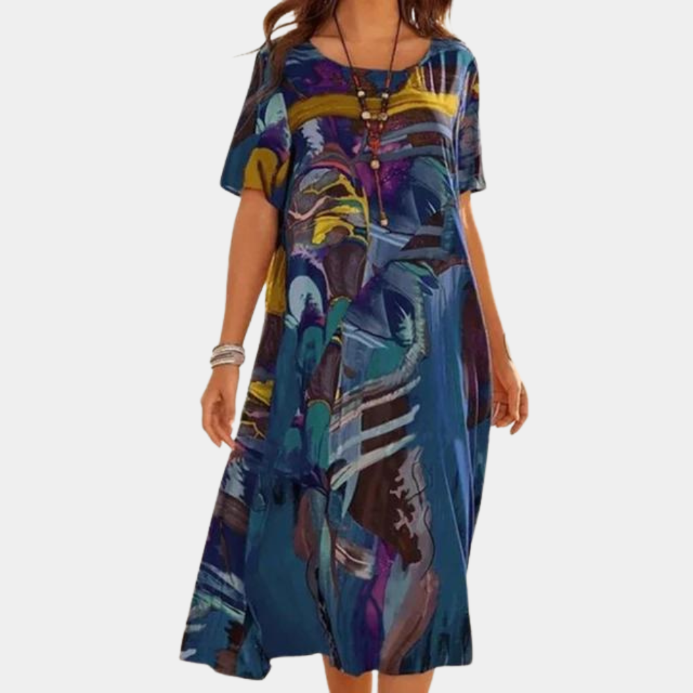 Robe d'Été en Coton pour Femmes - Élégance Artistique et Confort Optimal