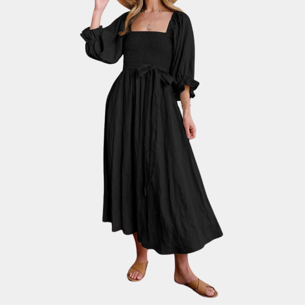 Robe d'Été Noire pour Femmes - Tissu Respirant et Confortable