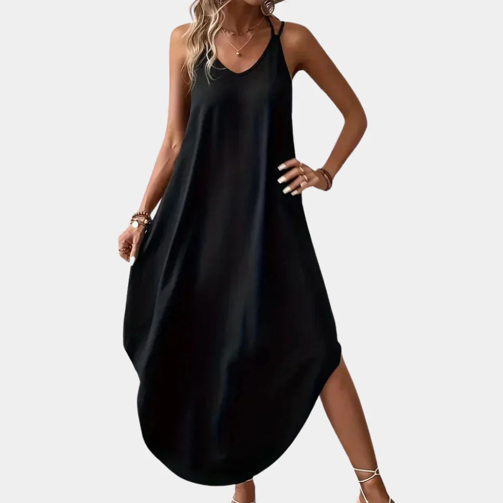 Robe Camisole à Col V pour Femmes - Tissu Léger et Bretelles Ajustables