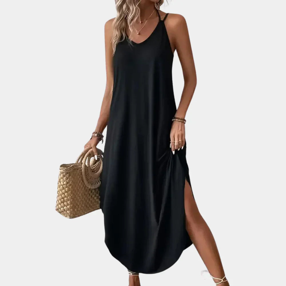 Robe Camisole à Col V pour Femmes - Tissu Léger et Bretelles Ajustables