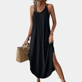 Robe Camisole à Col V pour Femmes - Tissu Léger et Bretelles Ajustables