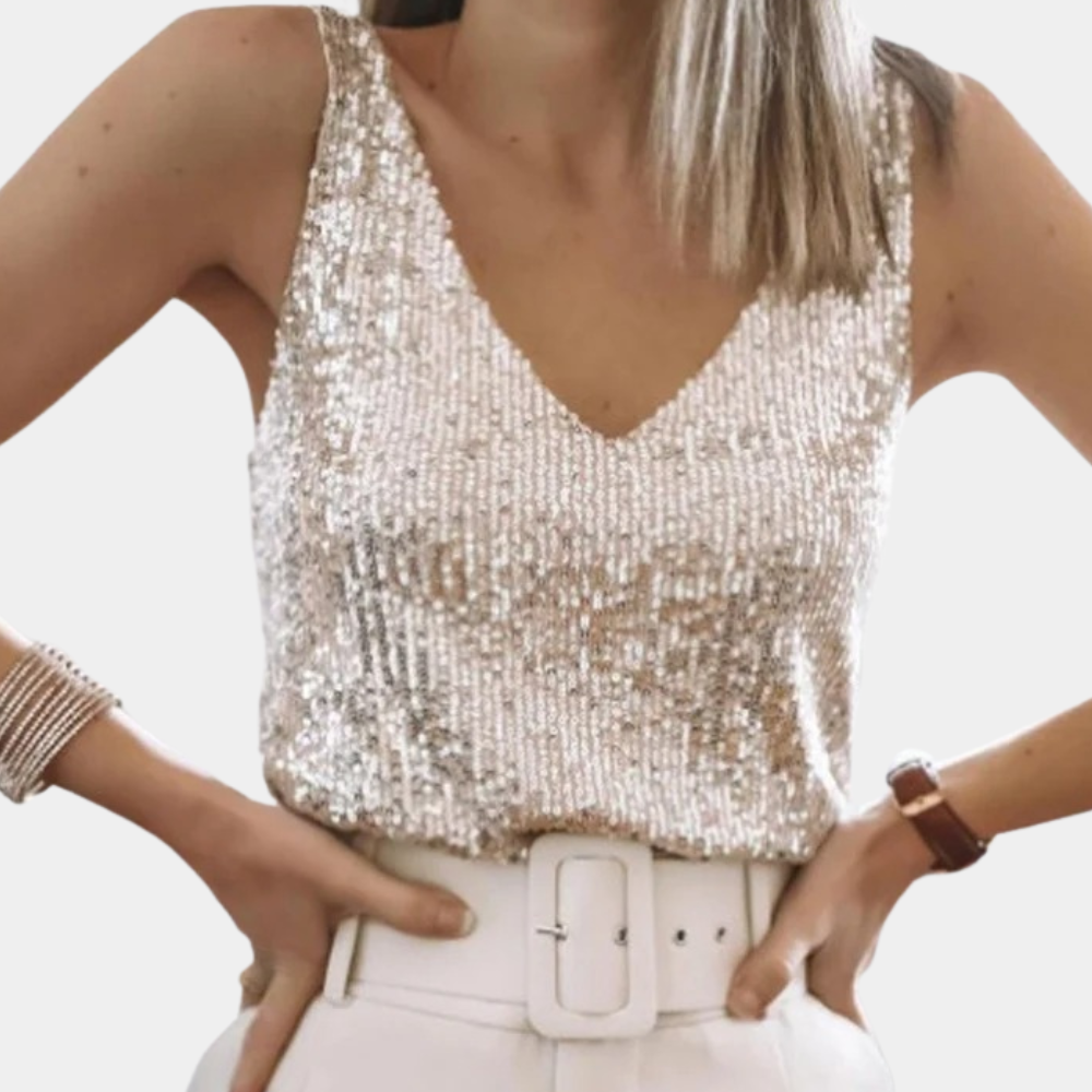 Haut Élégant en Paillettes pour Femmes - Look Glamour et Confort Optimal