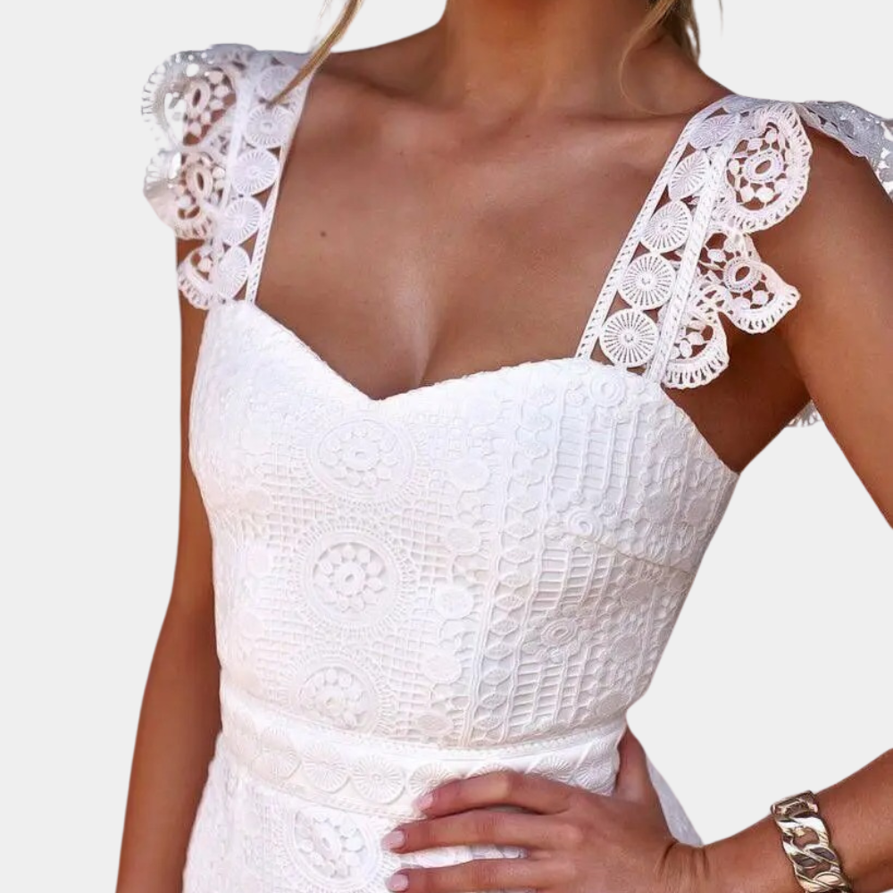 Robe d'Été en Dentelle Blanche - Élégance et Confort pour Toutes Occasions