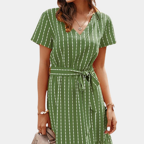 Robe Midi Bohème Élégante - Soie Aérée à Col V pour l'Été