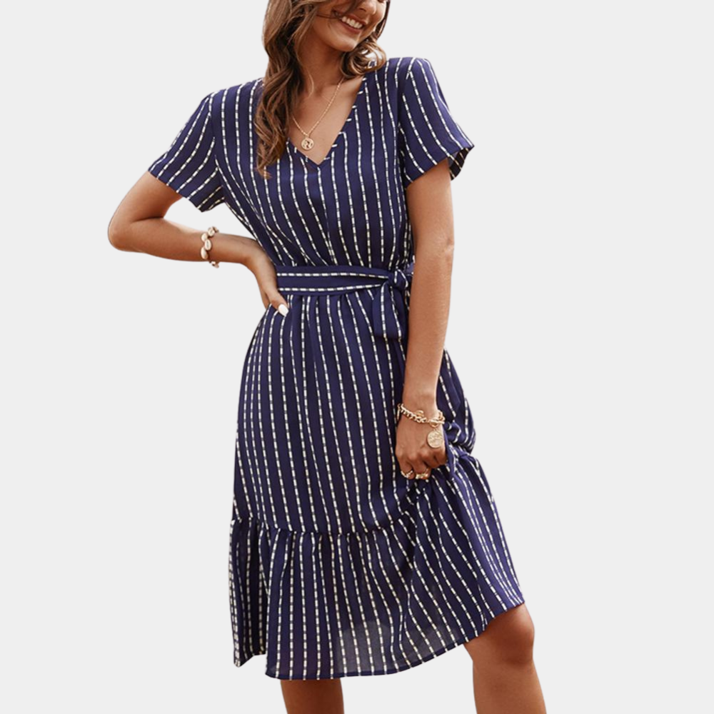 Robe Midi Bohème Élégante - Soie Aérée à Col V pour l'Été