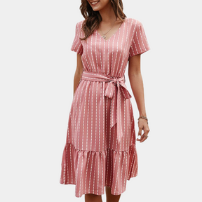 Robe Midi Bohème Élégante - Soie Aérée à Col V pour l'Été