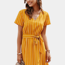 Robe Midi Bohème Élégante - Soie Aérée à Col V pour l'Été