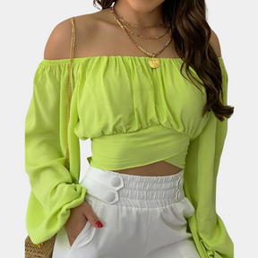 Blouse Off Shoulder en Coton - Élégante et Confortable à Manches Longues