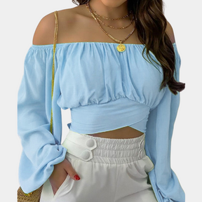 Blouse Off Shoulder en Coton - Élégante et Confortable à Manches Longues