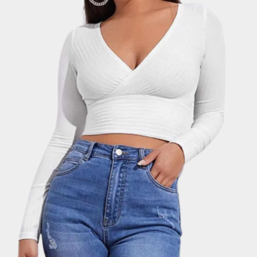 Top Court Femme Décolleté en V - Chic et Confortable pour l'Été