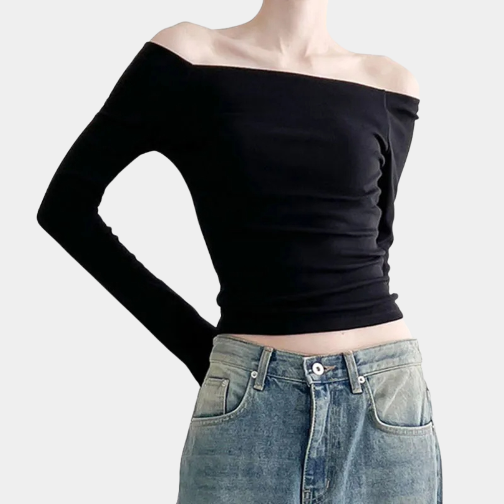 Haut Débardeur Noir Chic - Élégance Polyvalente avec Longues Manches