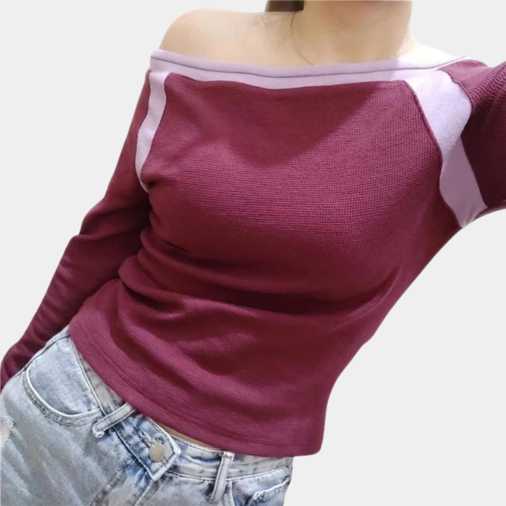 Haut Off-Shoulder Chic Violet - Confort et Élégance pour l'Été
