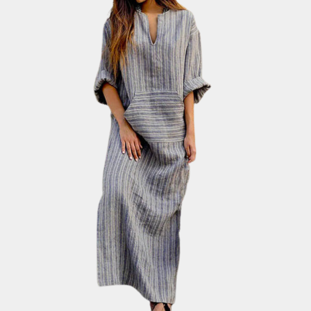 Robe d'Été Rayée Élégante - Confort et Style pour Sorties Estivales