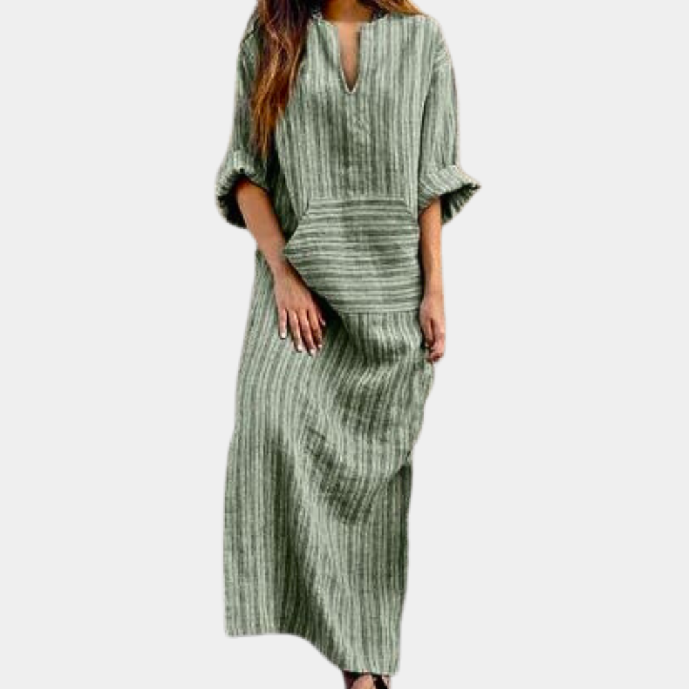Robe d'Été Rayée Élégante - Confort et Style pour Sorties Estivales