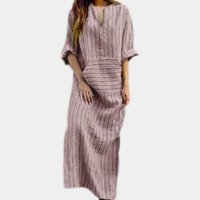 Robe d'Été Rayée Élégante - Confort et Style pour Sorties Estivales