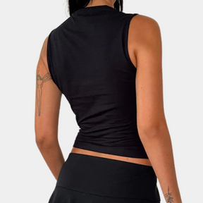 Top Court Femme Classique en Polyester - Style Élégant et Confortable