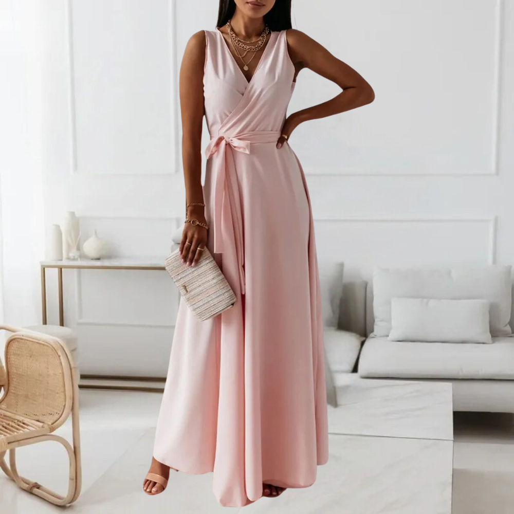 Robe Maxi Élégante pour Femmes - Décolleté en V Flatteur et Confort Optimal