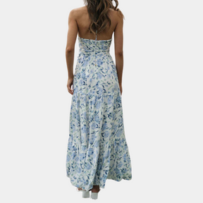 Robe Maxi Longue Élégante - Tissu Léger et Col Halter Flatteur