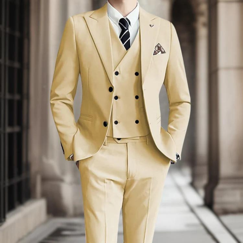 Costume trois pièces ajusté pour Hommes - Élégant en Coton Premium et Confortable