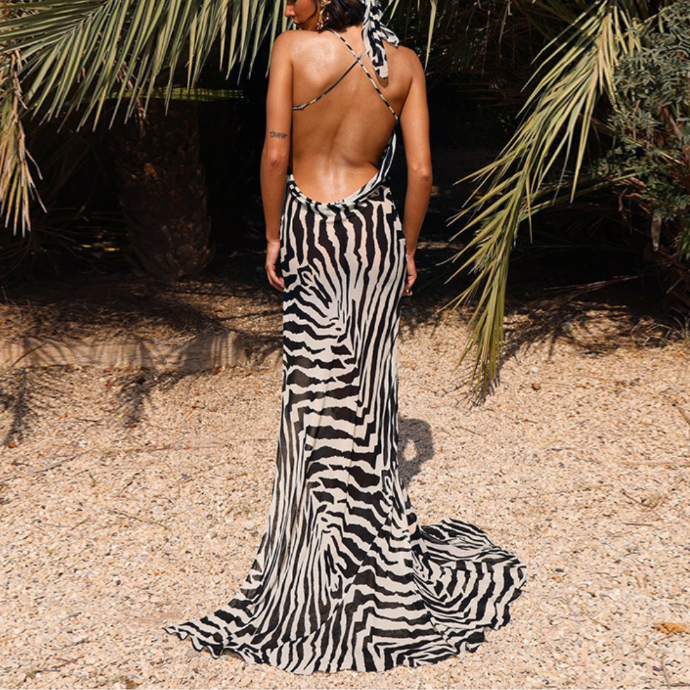 Robe Maxi Élégante Sans Dos - Design Glamour et Confort Optimal