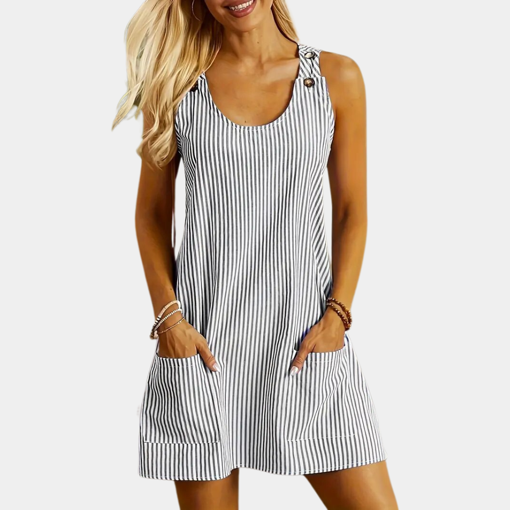Robe Mini Rayée pour Femmes - Tissu Confortable et Design Tendance