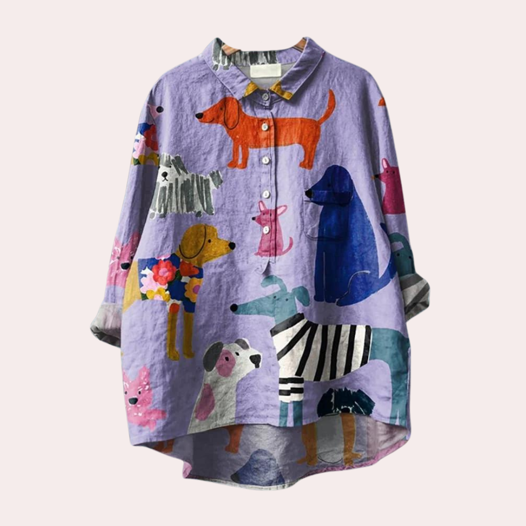 Chemisier Femme Imprimé Chien - Confort et Style pour Toutes Occasions