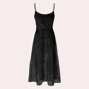 Robe de Soirée à Dos Ouvert - Motif Géométrique Élégant pour Invités