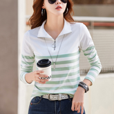 T-shirt Rayé Décontracté pour Femmes - Style Polyvalent en Coton Confortable