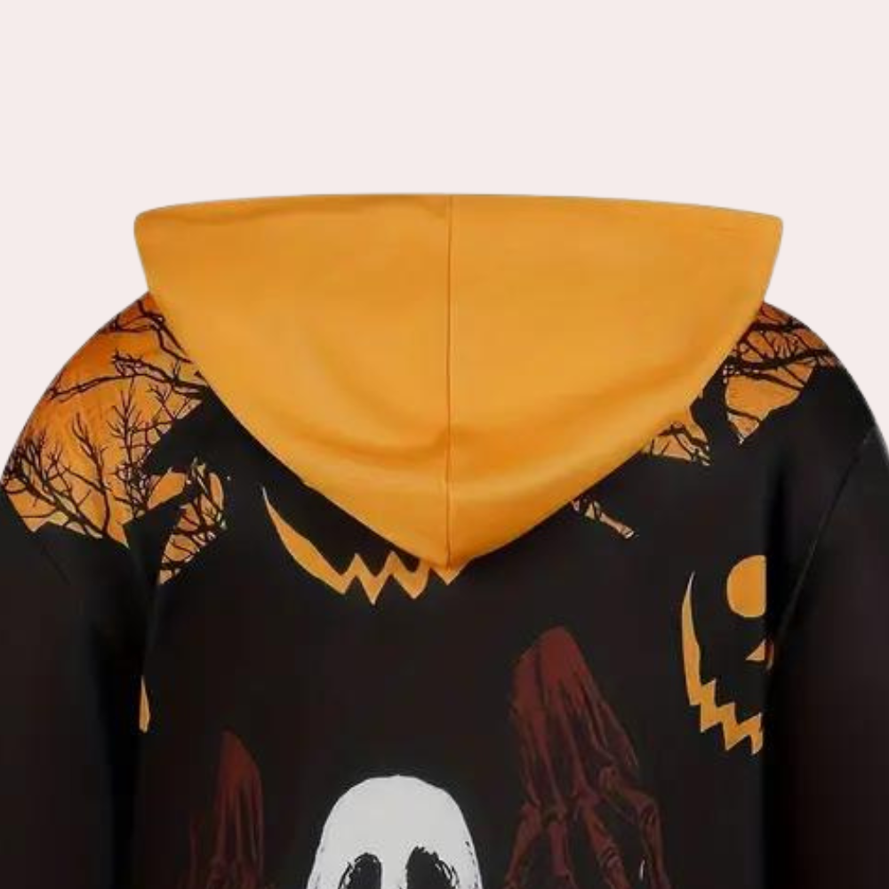 Robe Sweat à Capuche Halloween - Imprimé Fantômes et Citrouilles Festif