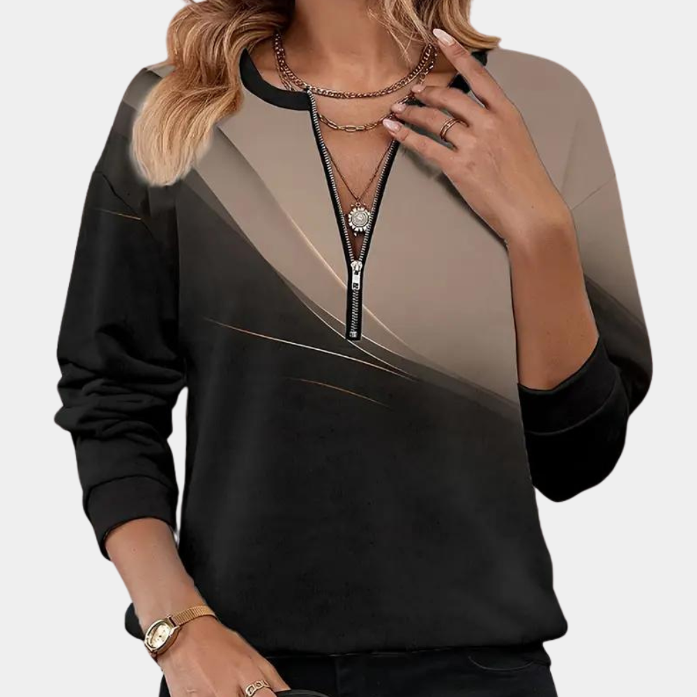 Chemise à Fermeture Éclair pour Femmes - Tissu Doux et Design Élégant