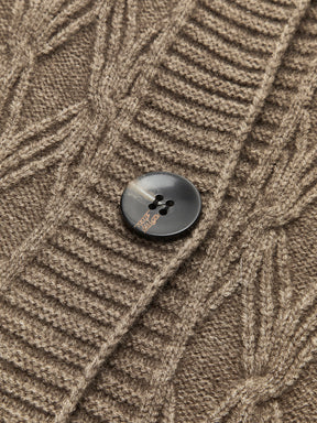 Cardigan Long en Tricot - Élégant Motif Diamant et Confort