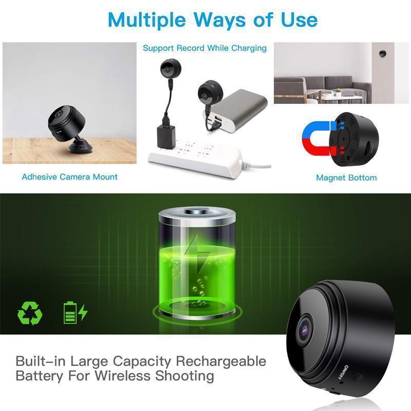 Caméra WiFi 1080p Magnétique - Vision Nocturne et Détection de Mouvement