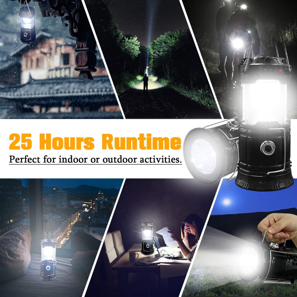 Lampe de Camping Solaire Rechargeable - Éclairage 360° et Portable