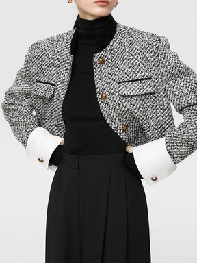 Blazer en Tweed pour Femme - Ajustement Régulier et Manches Longues