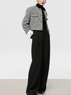 Blazer en Tweed pour Femme - Ajustement Régulier et Manches Longues