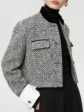 Blazer en Tweed pour Femme - Ajustement Régulier et Manches Longues