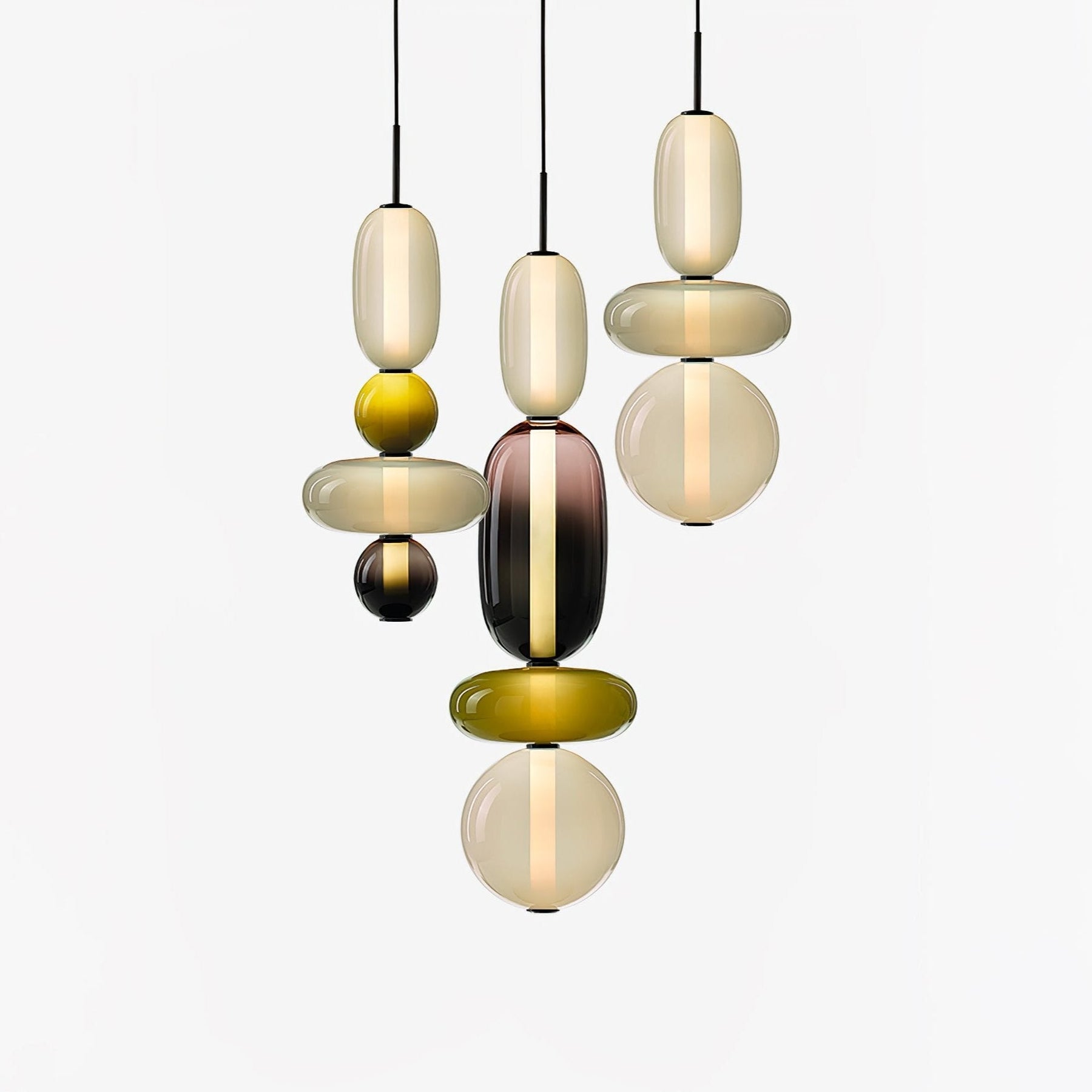 Luminaire Suspendu en Verre Coloré - Éclairage LED Ajustable et Élégant