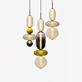 Luminaire Suspendu en Verre Coloré - Éclairage LED Ajustable et Élégant