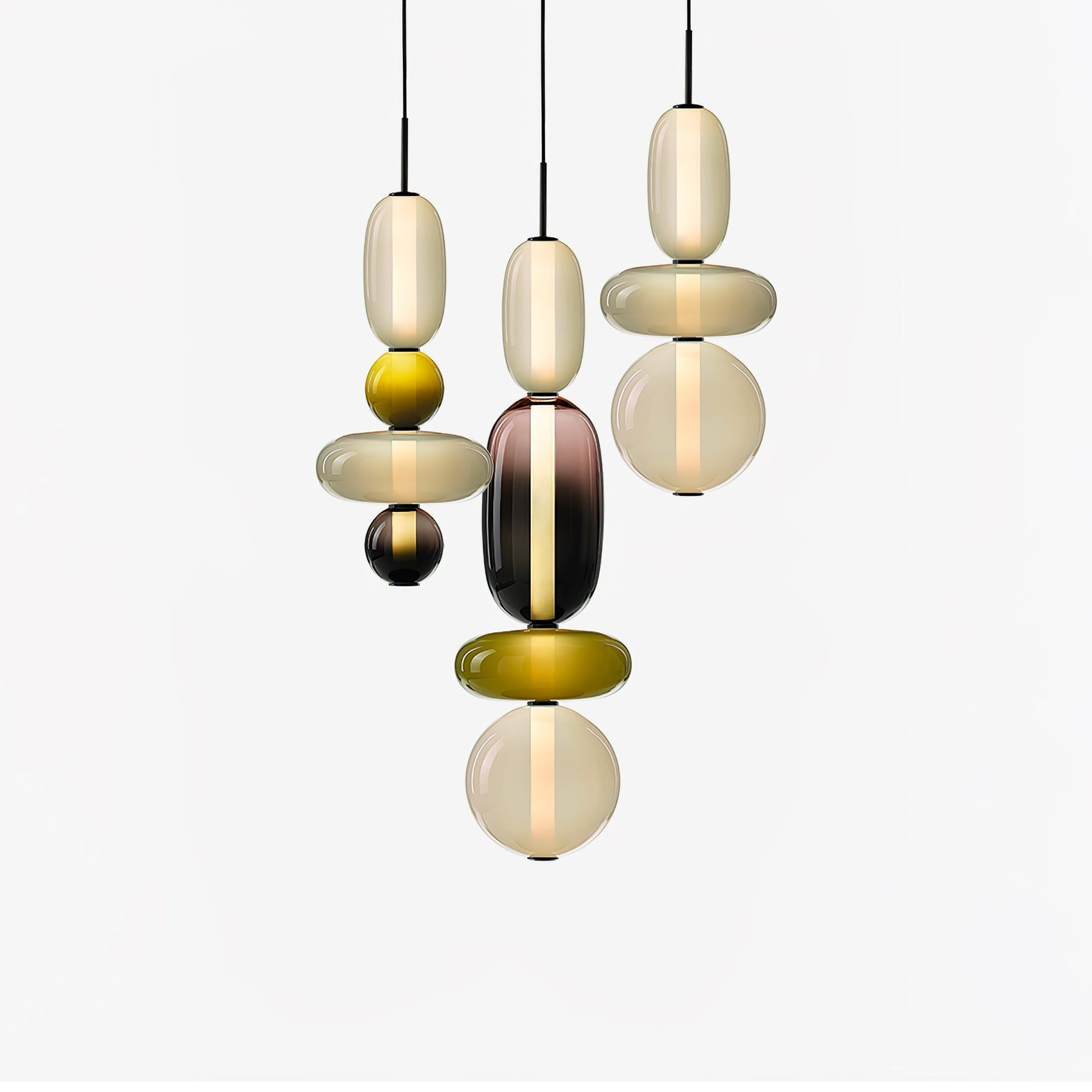 Luminaire Suspendu en Verre Coloré - Éclairage LED Ajustable et Élégant