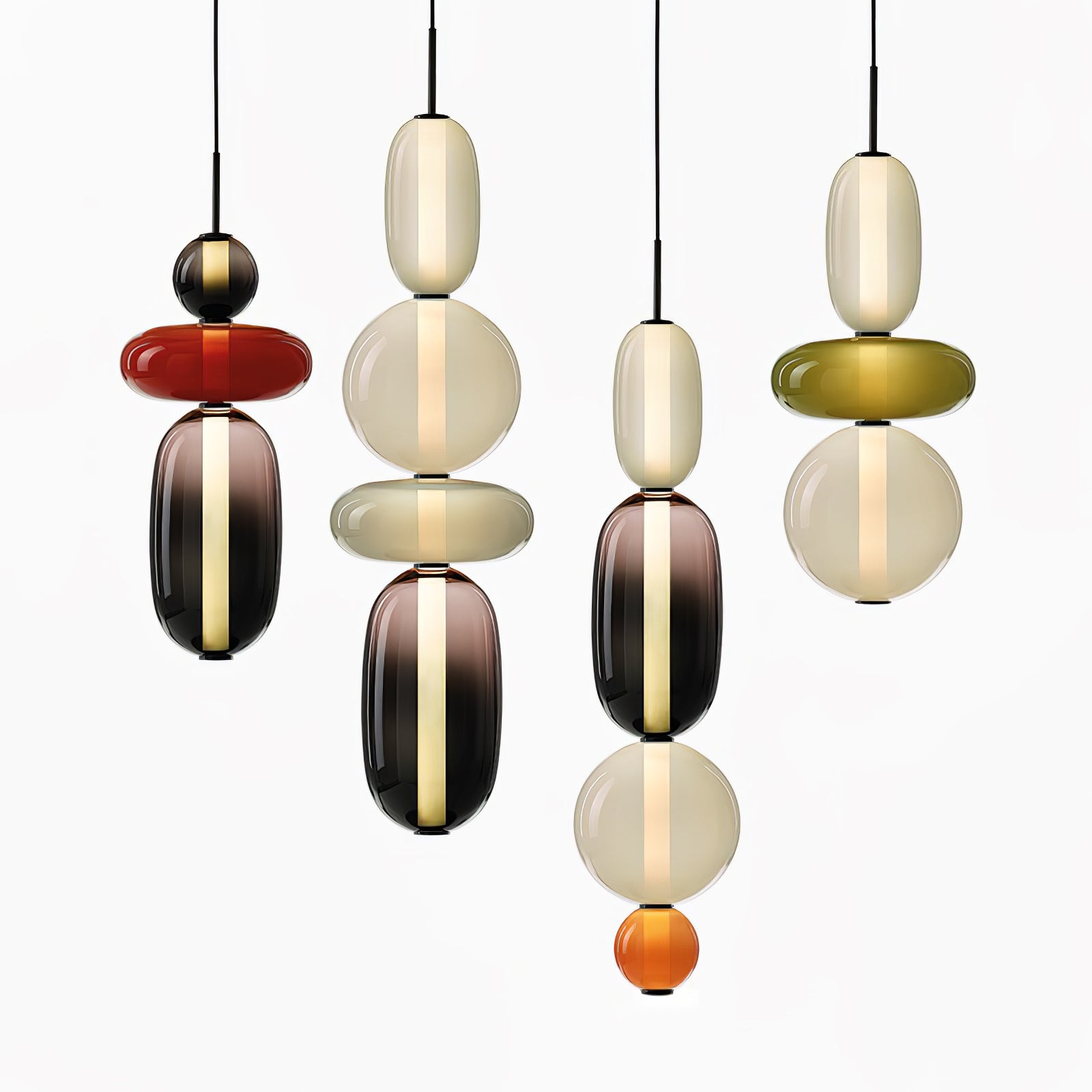 Luminaire Suspendu en Verre Coloré - Éclairage LED Ajustable et Élégant