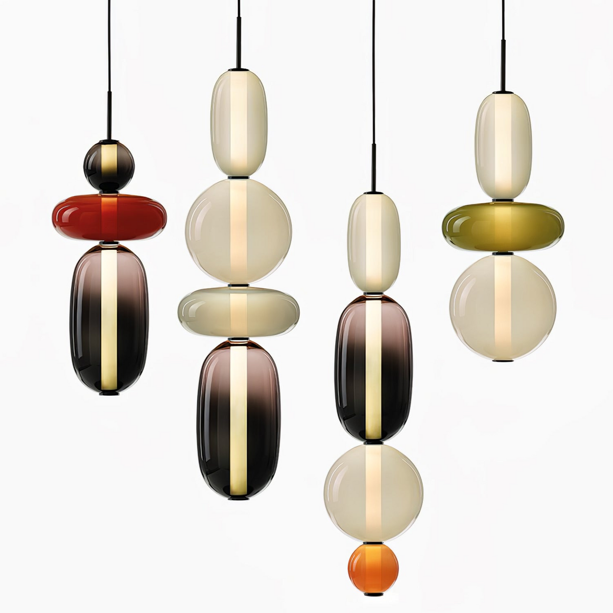 Luminaire Suspendu en Verre Coloré - Éclairage LED Ajustable et Élégant