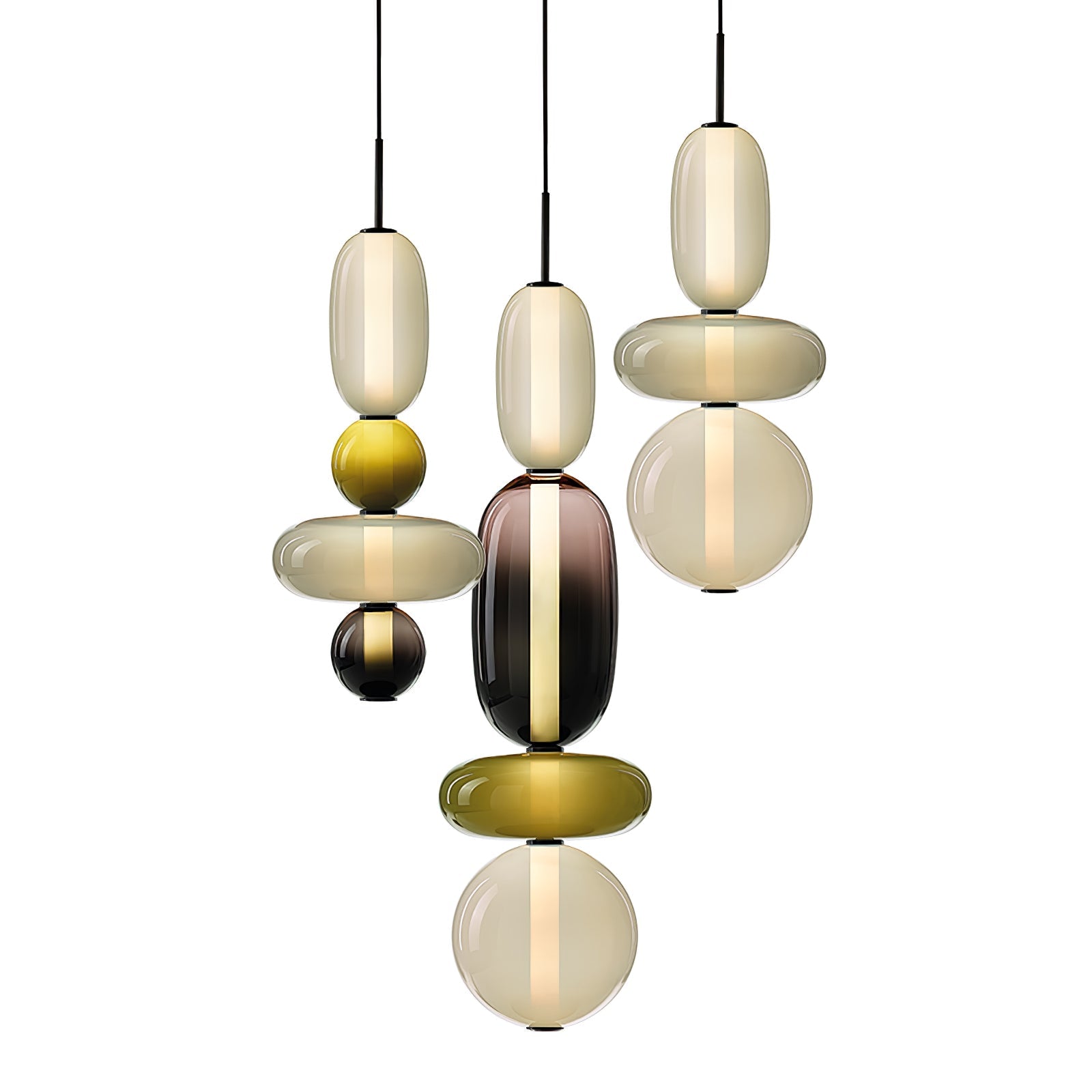 Luminaire Suspendu en Verre Coloré - Éclairage LED Ajustable et Élégant