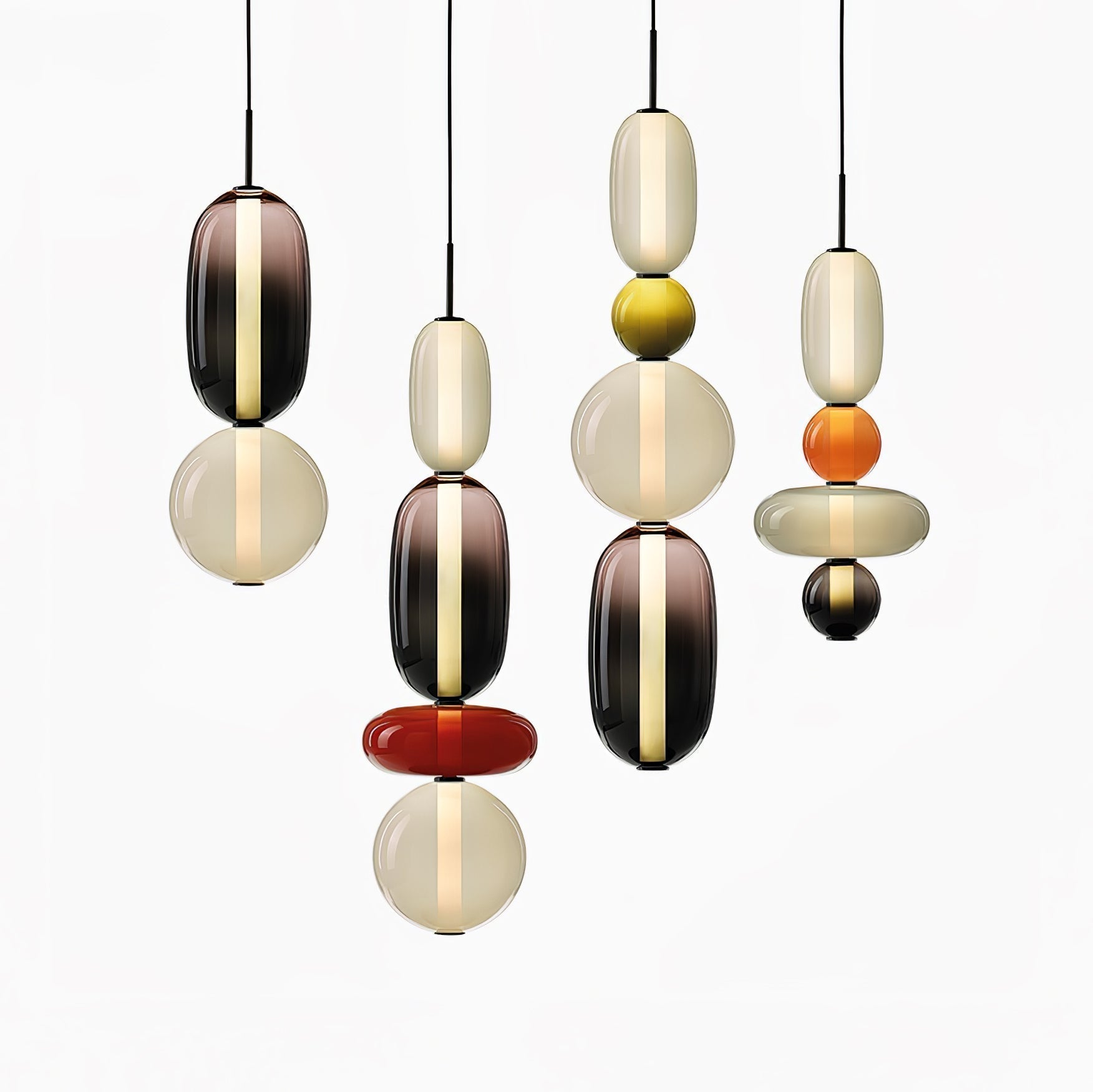 Luminaire Suspendu en Verre Coloré - Éclairage LED Ajustable et Élégant