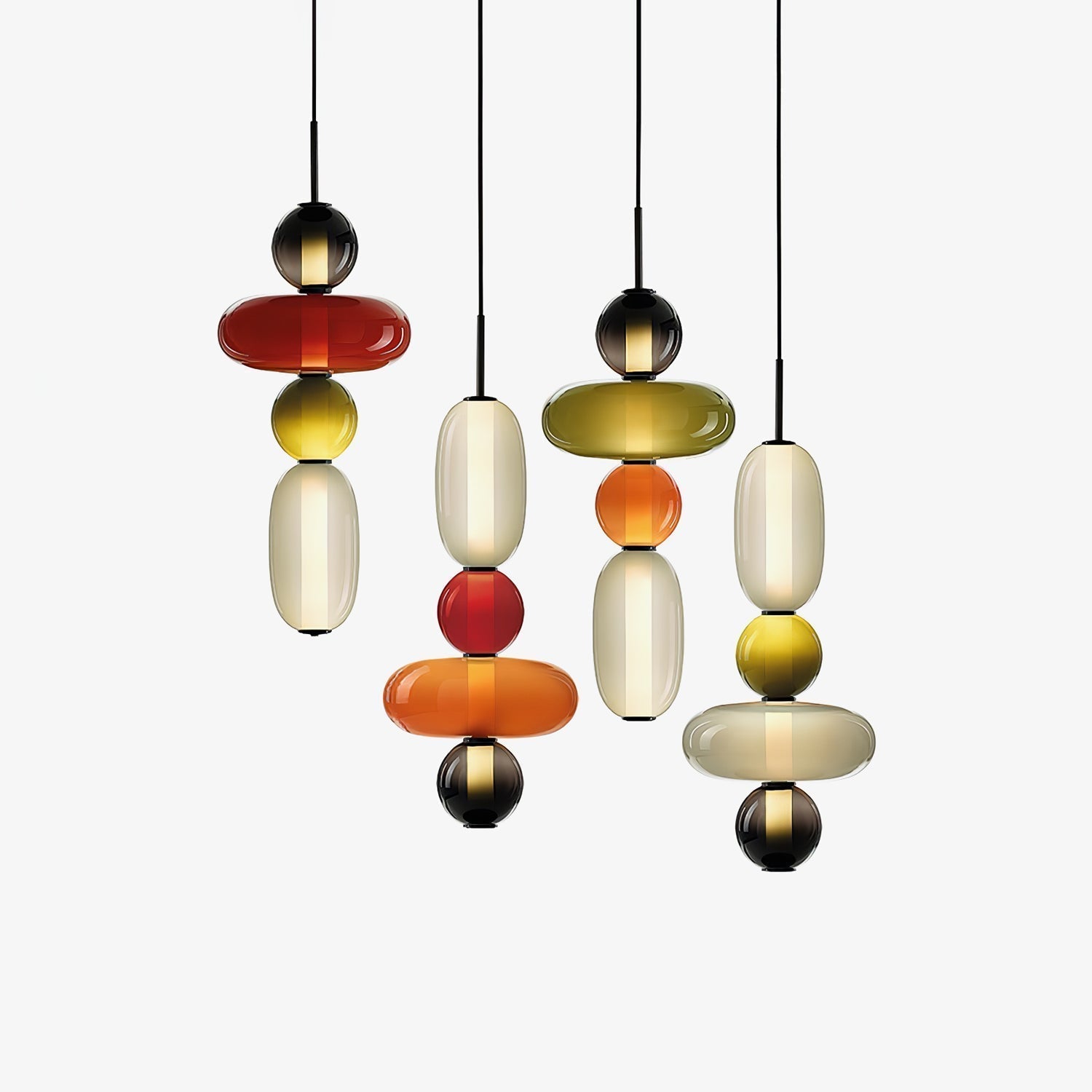 Luminaire Suspendu en Verre Coloré - Éclairage LED Ajustable et Élégant