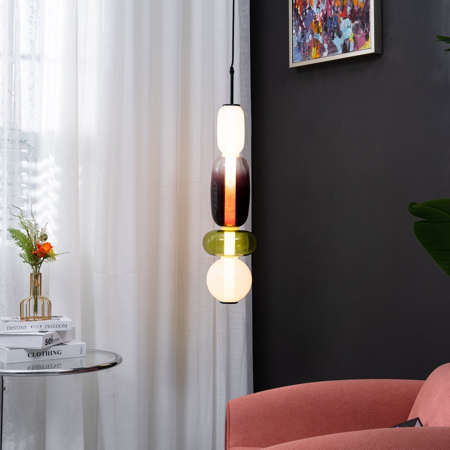 Pendentif en Verre Élégant - Brillance Transparente et Design Moderne