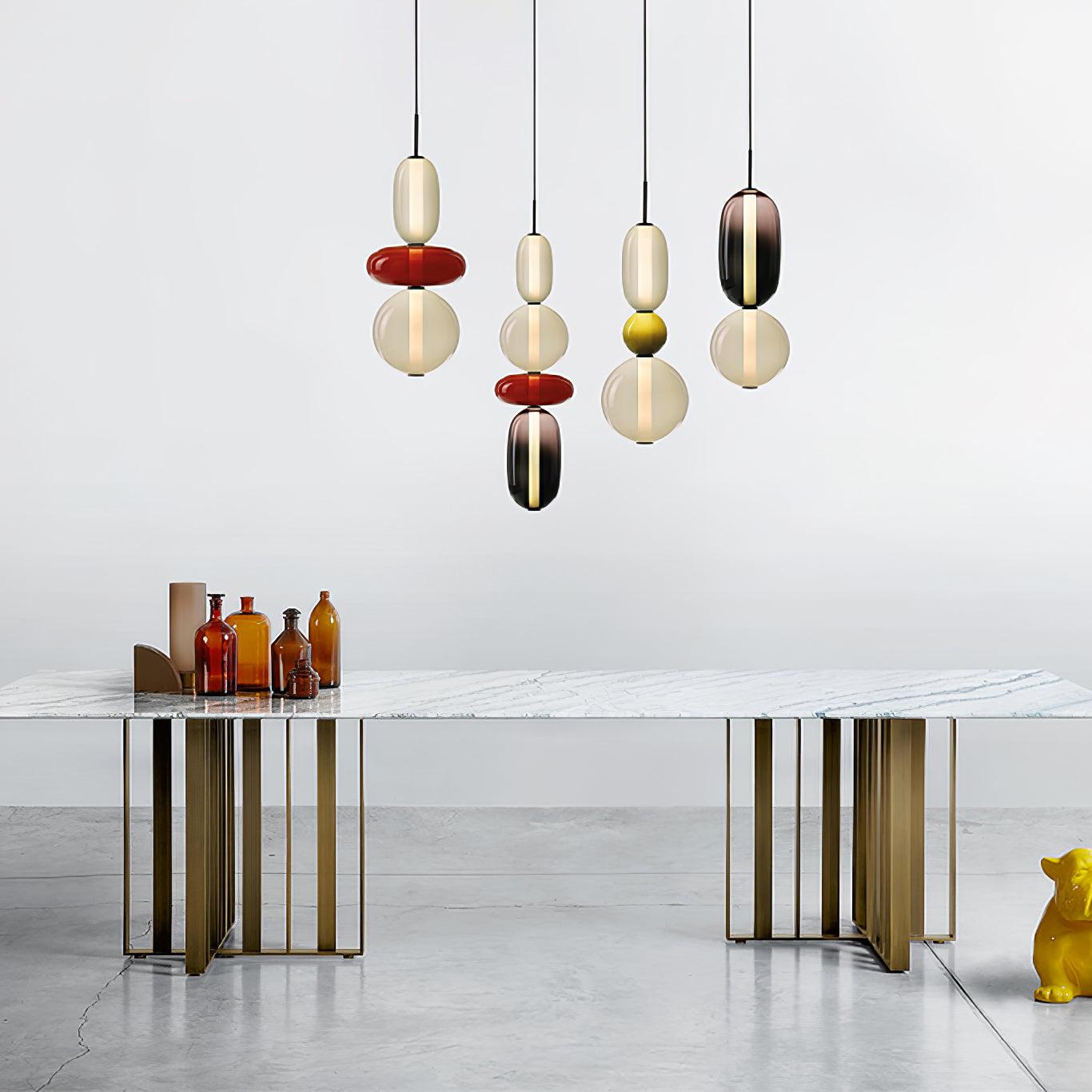 Luminaire Suspendu en Verre Coloré - Éclairage LED Ajustable et Élégant