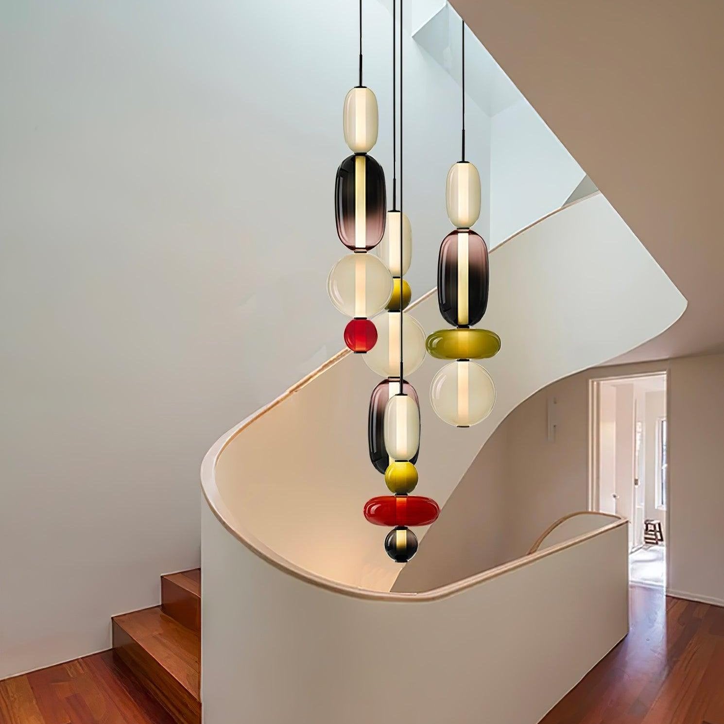 Luminaire Suspendu en Verre Coloré - Éclairage LED Ajustable et Élégant
