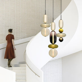 Luminaire Suspendu en Verre Coloré - Éclairage LED Ajustable et Élégant