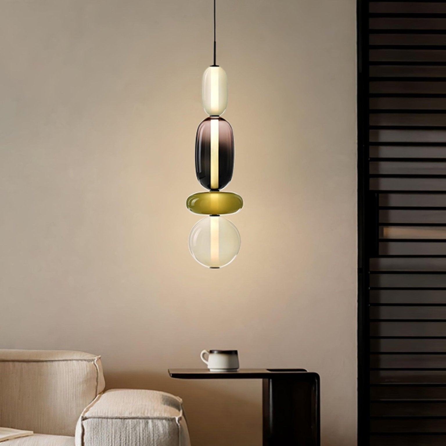 Luminaire Suspendu en Verre Coloré - Éclairage LED Ajustable et Élégant