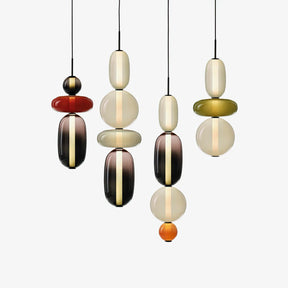 Luminaire Suspendu en Verre Coloré - Éclairage LED Ajustable et Élégant